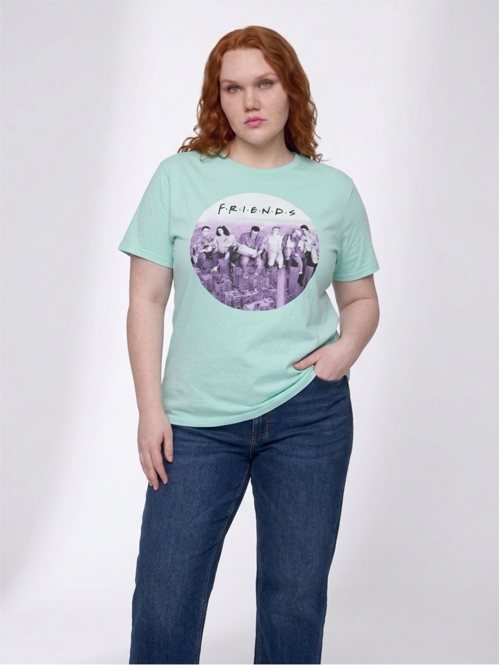 FRIENDS Mint Green Crewneck Tee with Subtle Logo Print